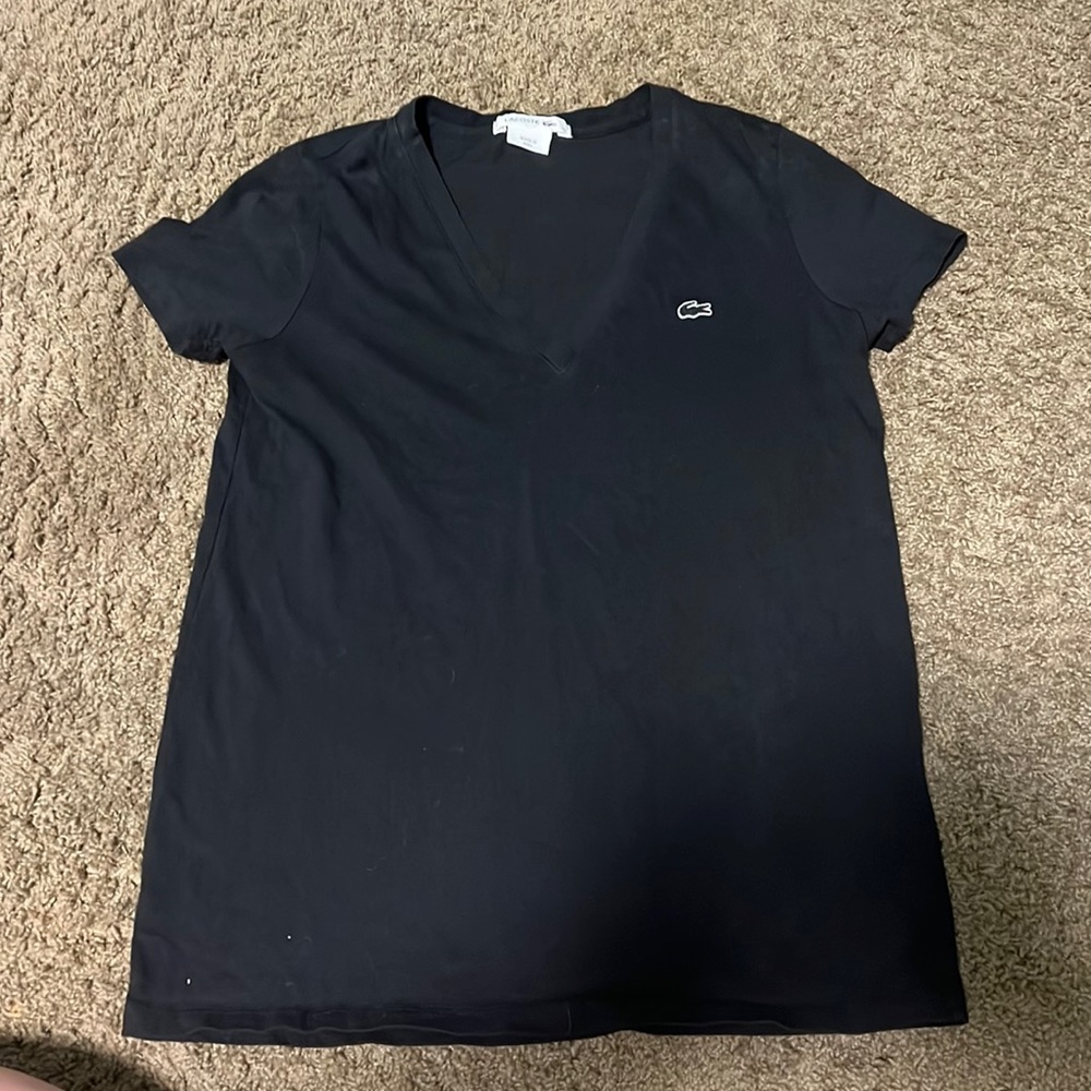 Lacoste V-neck black tee